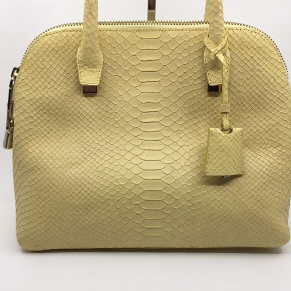 Kate Spade Madison Ave. Light Canary Yellow Court Margot Snakeskin Embossed - Picture 4 of 17
